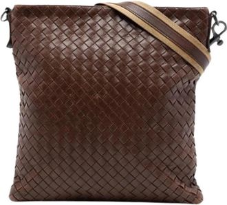 Bottega Veneta Pre-owned Woven Leather Crossbody Bag - Dames - Vintage Schoudertas - Bruin - ONE Size - Leer - Vintage