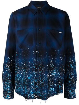 Amiri Geruit overhemd - Blauw
