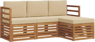 vidaXL Conjunto De Sof&aacute;s De Exterior 4 Uds. Natural Y Beige Vidaxl