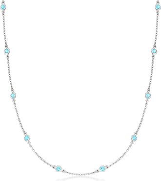 Ross-Simons Bezel-Set Swiss Blue Topaz Station Necklace in Sterling Silver