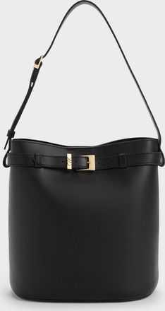 Charles & Keith Jody Leather Belted Bucket Bag