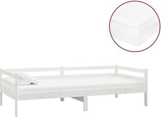 vidaXL Vidaxl - Sof&aacute; Cama Con Colch&oacute;n Madera De Pino Maciza Blanco 90x200 Cm