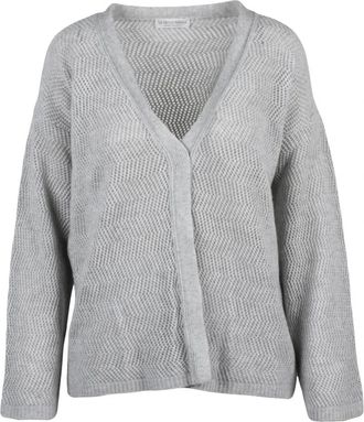 Le Tricot Perugia Cardigan met V-hals - Dames - Vesten - Grijs - XS - Wol - Truien & Vesten