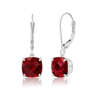 MAX + STONE 14k Solid White Gold Gemstone Dangle Leverback Earrings (8mm)