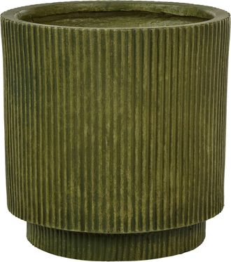 Beliani Maceta De Mezcla De Arcilla Verde Oliva 30 Cm Agujero Drenaje Acabado Vertical Daria