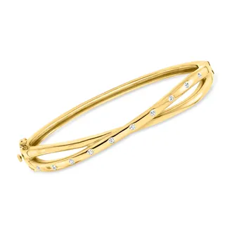 Ross-Simons Lab-Grown Diamond Crisscross Bangle Bracelet in 18kt Gold Over Sterling