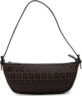 Fendi Pre-owned Fendi Zucchino Canvas Half Moon Pochette Ladies M1WHP4M04W9BXALE