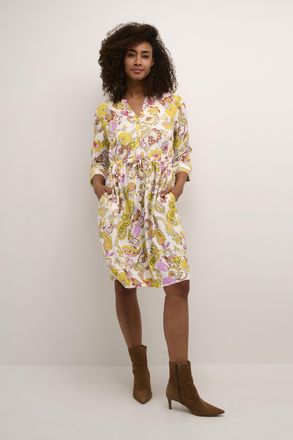 Cream Jurk Feminine multicolour