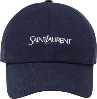 Saint Laurent Navy Blue Logo Baseball Cap