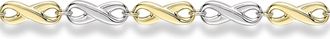 Jewelco London 9ct White & Gold Flat Infinity Symbol Link Bracelet 7.25 19cm - BRNR02599-07