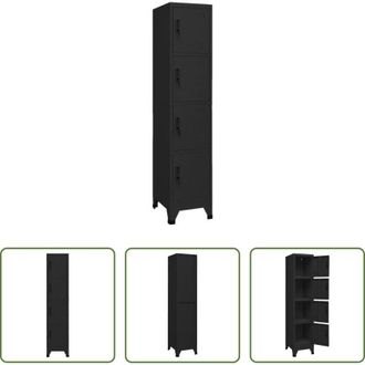 vidaXL Armadietto in acciaio - Armadietto con Serratura Nero 38x45x180 cm in Acciaio