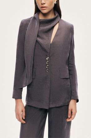 Nocturne Asymmetrical Draped Tailored Jacket in Anthracite at Nordstrom, Size X-Large Eu
