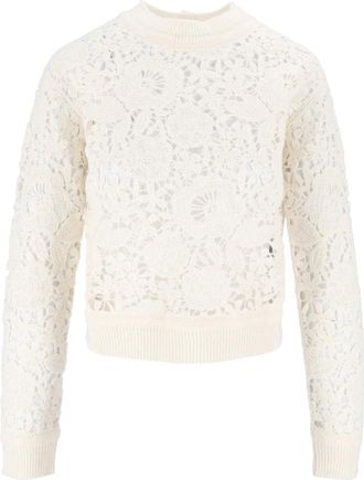 Ermanno Scervino Round-neck Truien - Dames - Ronde hals truien - Beige - M - Truien & Vesten