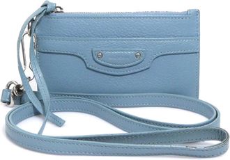 Balenciaga Light Blue Leather Coin Purse/Coin Case (Pre-Owned)