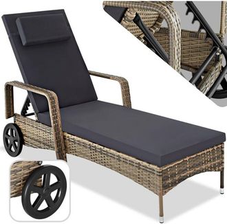 TecTake Lettino prendisole Cassis in alluminio e rattan - sdraio, sdraio da giardino, lettino mare