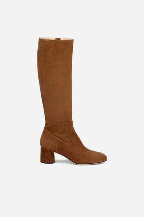 AGL Lorette Water Resistant Velour Boot With Heel in Cognac at Nordstrom, Size 41.5
