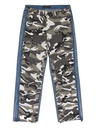 Purple camouflage-print straight-leg jeans - Blue
