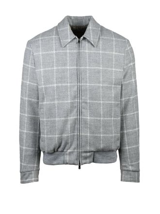LUIGI BORRELLI NAPOLI Grey Wool-Silk Aviator Jacket