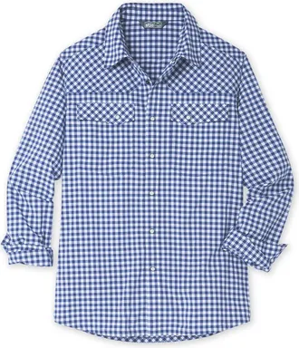 Stio | Mens Eddy Shirt Long Sleeve, Size Extra Extra Extra Large in Cobalt Night Gingham
