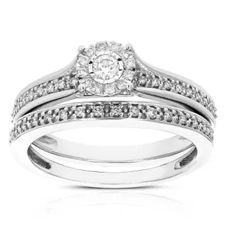 Vir Jewels 1/3 cttw Lab Grown Diamond Wedding Bridal Set in Sterling Silver For Women