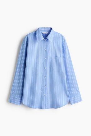 H&M Oversized Poplin Shirt in Blue/striped at Nordstrom, Size Xx-Large