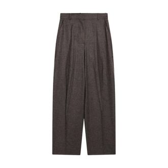 Toteme Broek met hoge taille - Dames - Broeken - Bruin - Maat: XS Leer