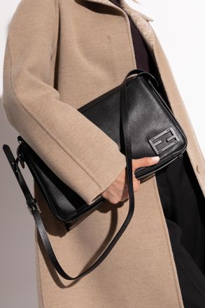 Fendi Leather Shoulder Bag Simply Fendi Medium, Womens, Black