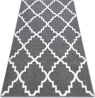 RugsX Alfombra Sketch - F343 Enrejado Tr&eacute;bol Marroqu&iacute; Gris/blanco Grey 180x270 Cm