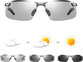 Generic Polarized Sunglasses with Self-Adjusting Temples, Adaptive Photochromic Design for Men, Day and Night Use, Ideal for Fishing and Driving