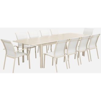 Sweeek Tavolo allungabile in alluminio con 8 sedie e 2 poltrone