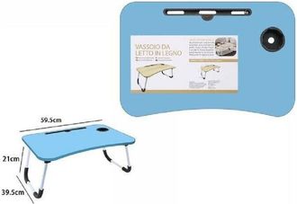 Trade Shop Trade Shop - Vassoio Scrivania Pieghevole Tavolino Tavolo Pc Slot Tablet Tazza Azzurro 71366