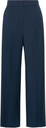 Max Mara Visivo Palazzo Broek - Dames - Wijde Broeken - Blauw - L - Wol - Broeken