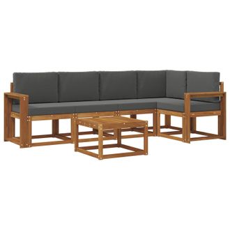 vidaXL Conjunto De Sof&aacute;s De Exterior 6 Pcs Natural Y Antracita Vidaxl