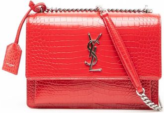 Saint Laurent Pre-owned Saint Laurent Medium Croc Embossed Leather Monogram Sunset Crossbody DMR442906 1117