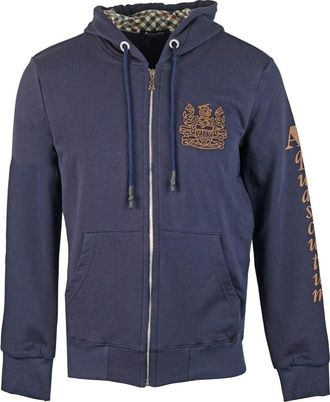 Aquascutum Waterfield-logo marineblauwe hoodie met rits