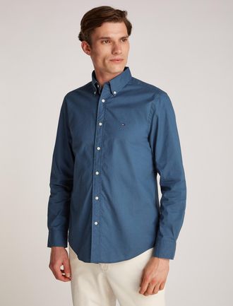 Tommy Hilfiger Businesshemd »FLEX POPLIN SOLID RF SHIRT mit Button-down und Rückenfalte« unifarben, klassisch, regular fit, Baumwolle, Kragen
