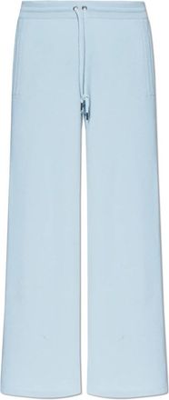 Versace Wollen broek met wijde pijpen van badstof - Dames - Wijde Broeken - Blauw - M - Wol - Broeken