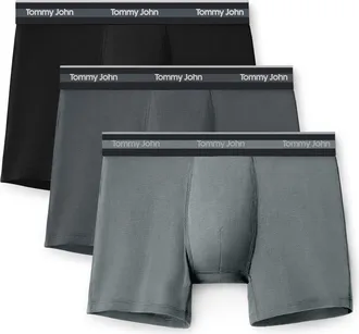 Tommy John 3-Pack Comfort Micro 4-Inch Boxer Briefs in Black/turbulence/monument at Nordstrom, Size Xx-Large