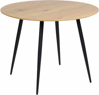 Beliani Tavolo da cucina moderno rotondo da pranzo con piano in MDF e gambe in acciaio in legno chiaro 100 cm Bjorka
