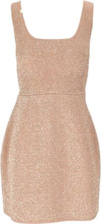 Elisabetta Franchi Gebreide jurk - Dames - Feestkleedjes - Beige - M - Polyester - Kleedjes