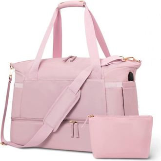 Generic Sports Bag for Women, 37 L, Sports Travel Bag with USB Charging Port, Overnight Bag, Long Skirts, Womens Winter with Pockets, pink, One Size