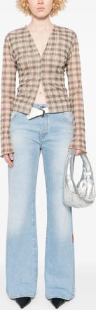 Off-white Womens Logo Straight Jeans - Light Grey Cotton - Size 25 (Waist)