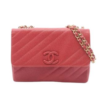 Chanel Pre-owned Bias Stitch Grained Calf Schoudertas - Dames - Pre-owned - Rood - Maat: ONE Size Leer