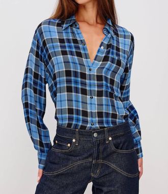 Rails Malin Long Sleeve Button Down Shirt In Midnight Blue White