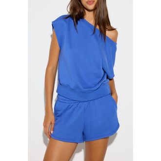 Spiritual Gangster La Vida Off the Shoulder Sweatshirt in Ultra Marine at Nordstrom, Size X-Large