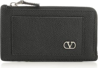 Valentino Garavani Vlogo Leather Zip Around Card Holder