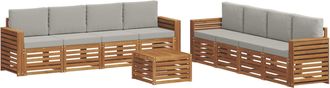 vidaXL Conjunto De Sof&aacute;s De Exterior 9 Uds. Natural Y Gris Claro Vidaxl