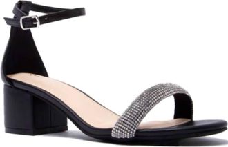 Qupid Womens Jaden Rhinestone Shoes In Clearblack