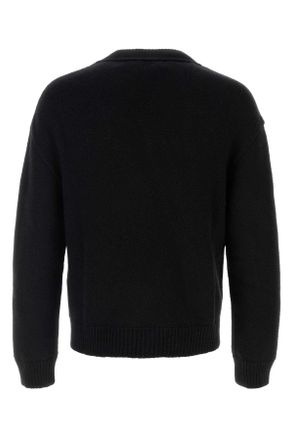 Jil Sander Mens Black Wool Blend Cardigan 001 Exterior: Cashmere Maglieria Sweater