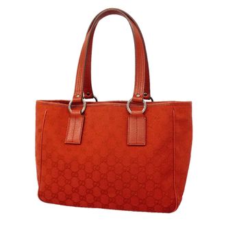 Gucci Red Color Canvas Tote Bag (Pre-Owned)
